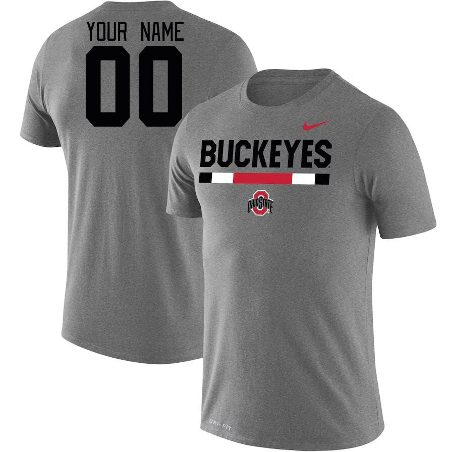 Custom Ohio State Buckeyes Name And Number College Tshirt-Gray